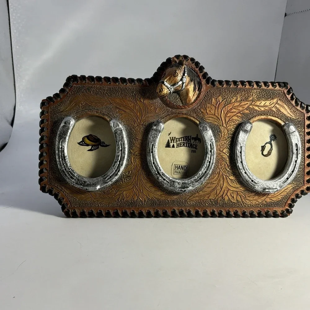 Western Heritage By FIGI Graphics Hand Painted 3D Triple Photo Frame